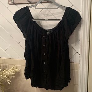 Forever 21 - Black, button up blouse, size L